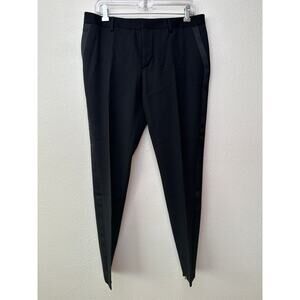 Saint Laurent Women’s Black Tuxedo Pants Satin Stripe Zip Hem IT 42/ US 6